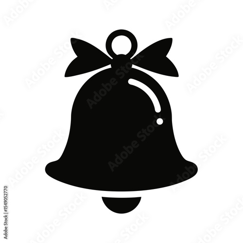 black silhouette of a christmas bell on white back.svg