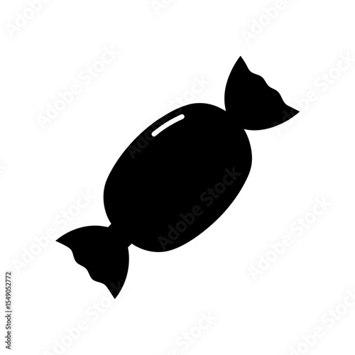 black silhouette of a candy in wrapper on white ba.svg
