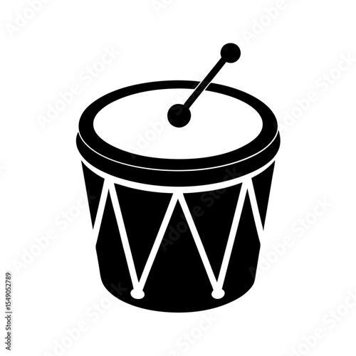 black silhouette of a christmas drum on white back.svg
