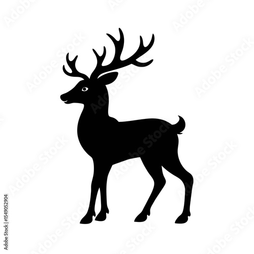 black silhouette of a reindeer on white background.svg