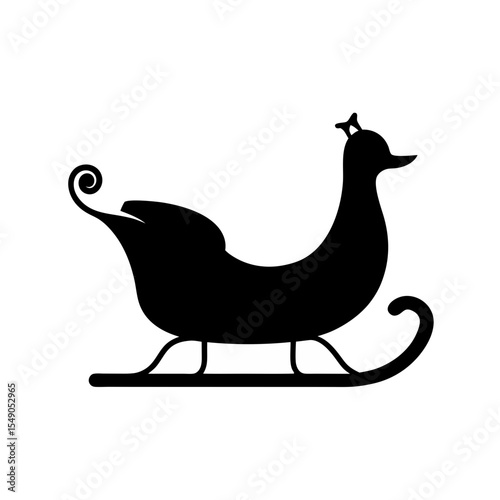 black silhouette of a sleigh on white background.svg