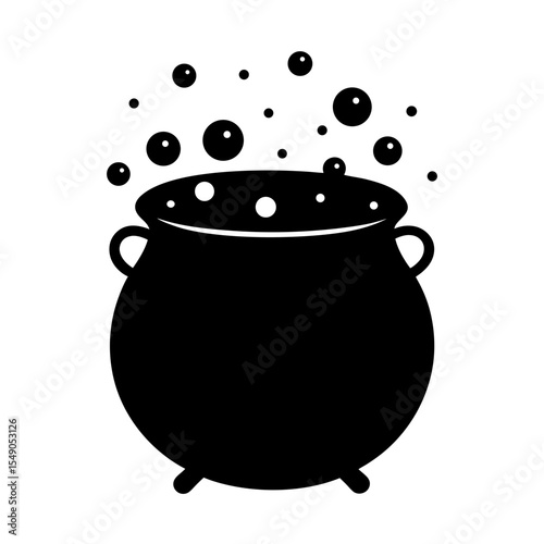 cauldron with bubbles   halloween vector black sil.svg