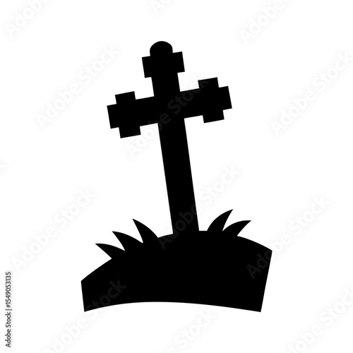 cross grave   halloween vector black silhouette on.svg