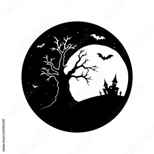 full moon   halloween vector black silhouette on w.svg