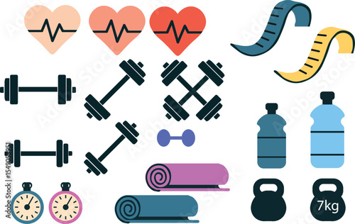 Flat design - fitness, siłownia