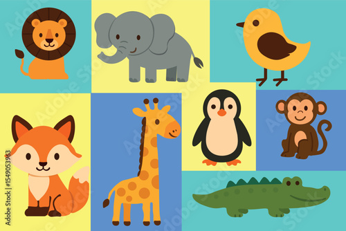 Flat design - zwierzęta 