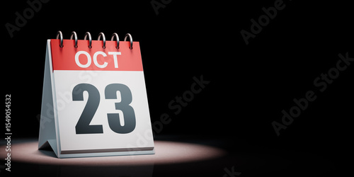 October 23 Calendar Spotlighted on Black Background