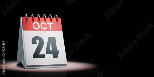 October 24 Calendar Spotlighted on Black Background