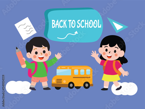 Back to school concept of a child holding a pencil with a writing instrument with a back to school background, the poster can be used for school banners and sales purposes.