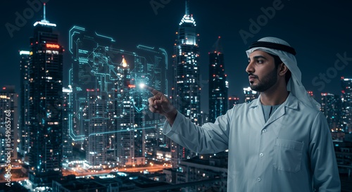 Emirati Technocrat: Nighttime Dubai Smart City Interface
