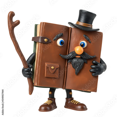 Anthropomorphic Book Character Illustration:  Vintage Book Mascot Design