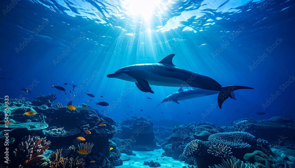 Obraz premium underwater scene with dolphin