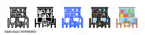 Library Icon Collection With Multiple Styles