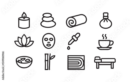 Explore Spa Icons for Tranquility and Wellness Center Promotion Use