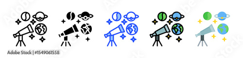 Astronomy Icon Collection With Multiple Styles