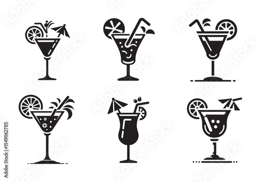 Cocktail Silhouette Vector Set