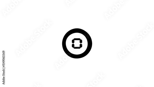 5 second digital countdown timer 4k animation with black circle from 5 to 0 on white  background,5 second countdown time