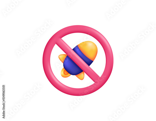 stop war concept. refusal to war. prohibition to fire missiles. illustration of prohibition symbol with rocket or missile. symbol or icon. minimalist 3d style design. design asset elements