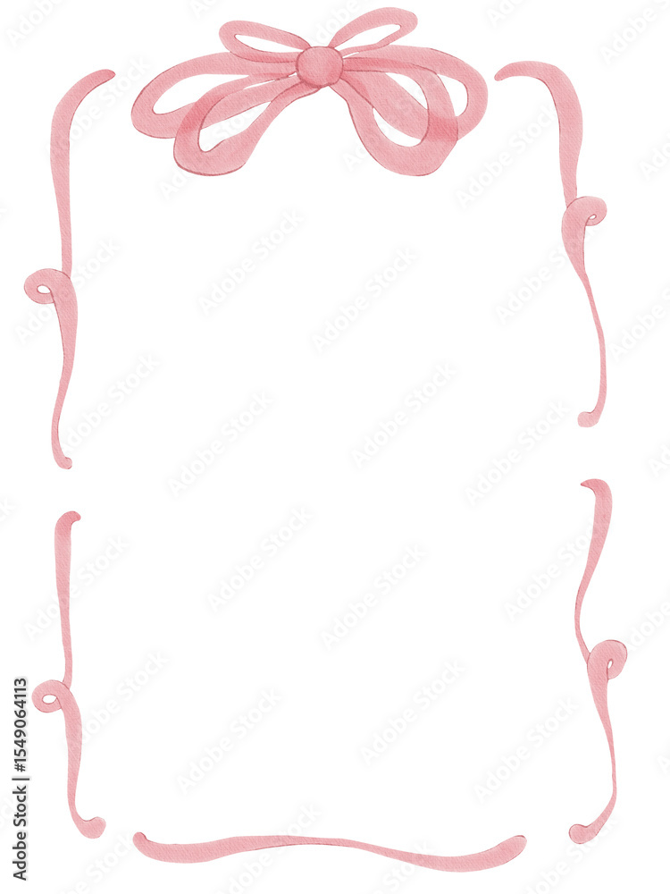 Watercolor ribbon bow frame Watercolor ribbon bow frame