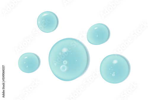 Cosmetic moisturizing liquid drops on green blue pastel background. Toner or lotion. Hyaluronic serum