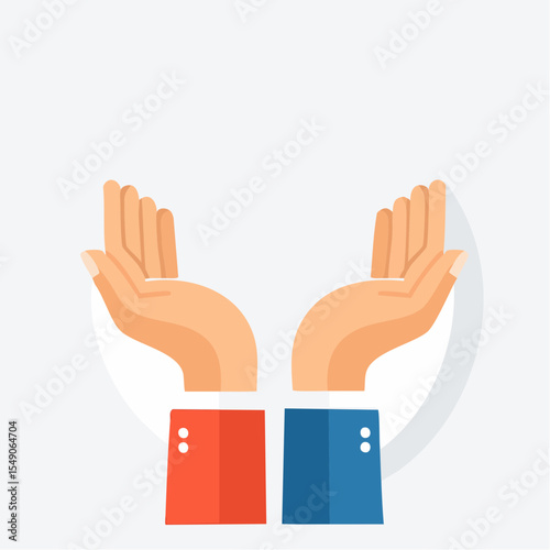 Supporting Hands: A symbolic vector illustration, two hands outstretched, representing help, support, or offering. With clean lines and modern style.