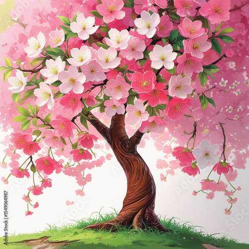 spring tree with pink flowers