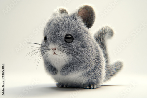 Cute 3D Chinchilla with Soft Fur