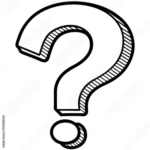 on a white background a question mark close-up on the whole picture