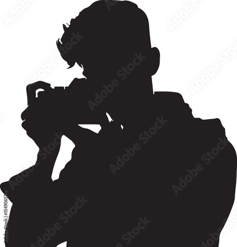 A silhouette camera man takes photo vector