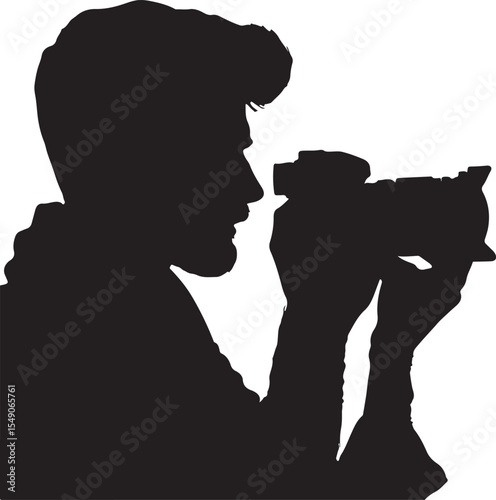 A silhouette camera man takes photo vector