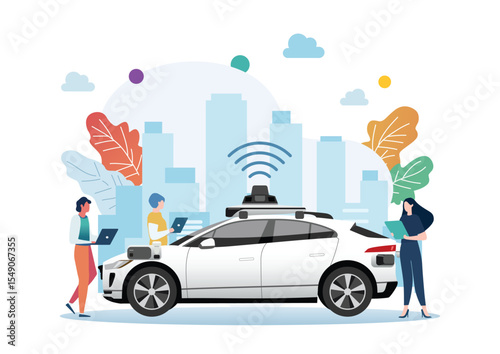 Developers with self driving car