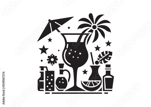 Cocktail Silhouette Vector Illustration
