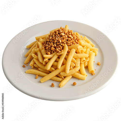 A  macaroni pasta with cheese sauce and breadcrumbs clean illustration look isolated on a transparent background