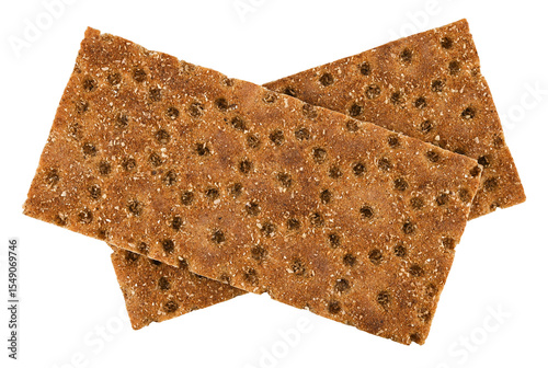 Crispbread crackers, crispy buckwheat bread isolated on a transparent background. Full depth of field. Top view. PNG.