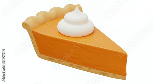 3D Render of a Delicious Slice of Pumpkin Pie Topped with Whipped Cream