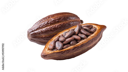 Wallpaper Mural Cocoa pod isolated on transparent background with brown shell and seeds inside Torontodigital.ca