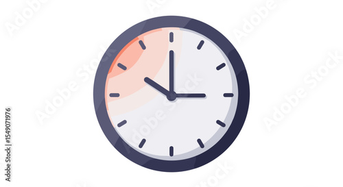 Minimalist clock face with gradient design for time management and decor vector illustration