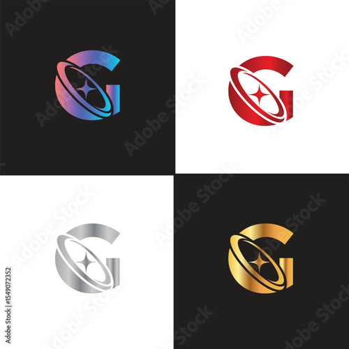 Letter G logo, G logo, AI logo set, modern and minimal design, tech-inspired, colorful icons and symbols, suitable for artificial intelligence, innovation, branding, startups, and digital identity.