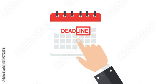 Deadline concept with finger pointing at calendar for time management and scheduling vector illustration