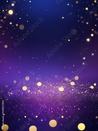 Elegant abstract purple and gold glitter background with glowing light effects, modern texture and dreamy design for digital wallpaper, art, template, or festive decoration use | AI