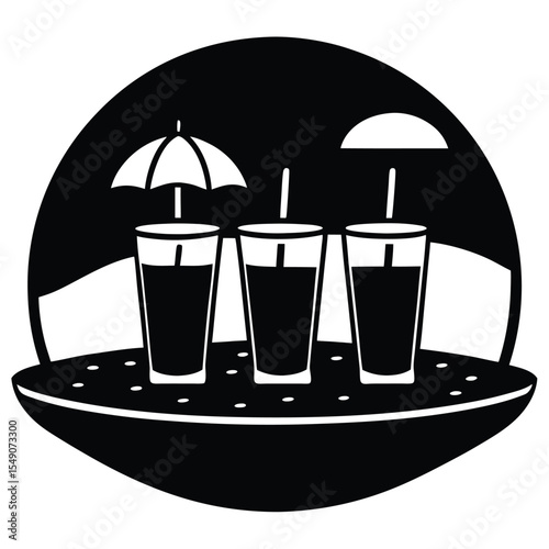 Beachside Tray and Drinks Silhouette
