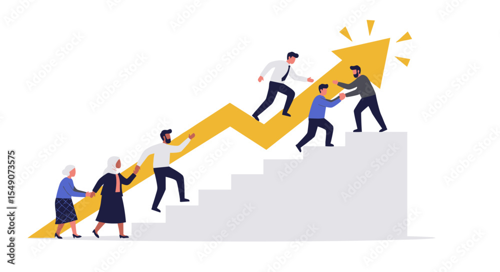 Fototapeta premium Teamwork and leadership in business growth concept illustration vector illustration