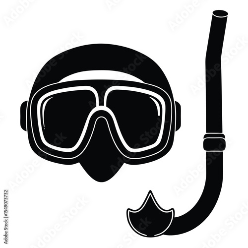 Silhouette of Diving Mask and Snorkel Combo