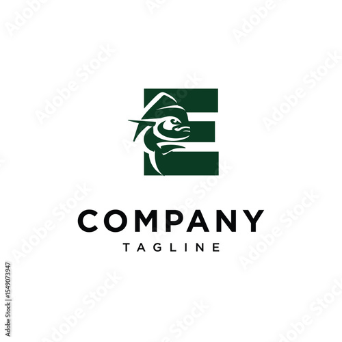 Letter E Mahi Mahi Fish Logo Icon Vector