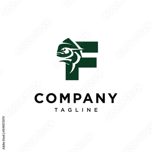 Letter F Mahi Mahi Fish Logo Icon Vector