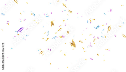 Colorful multicolored streamers and confetti. Festive design element for illustrations.