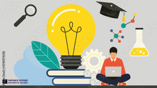 Learning and innovation concept for education and business with creative idea and knowledge growth design