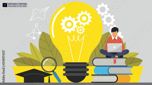 Learning and innovation concept for education and business with creative idea and knowledge growth design