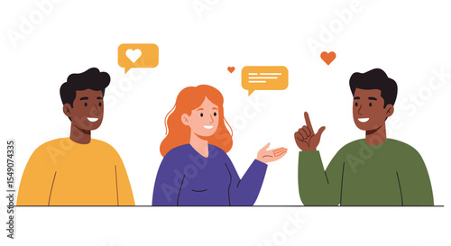 Engaging social interaction and communication in a friendly group conversation illustration vector illustration