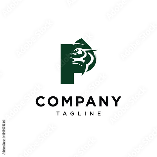 Letter P Mahi Mahi Fish Logo Icon Vector